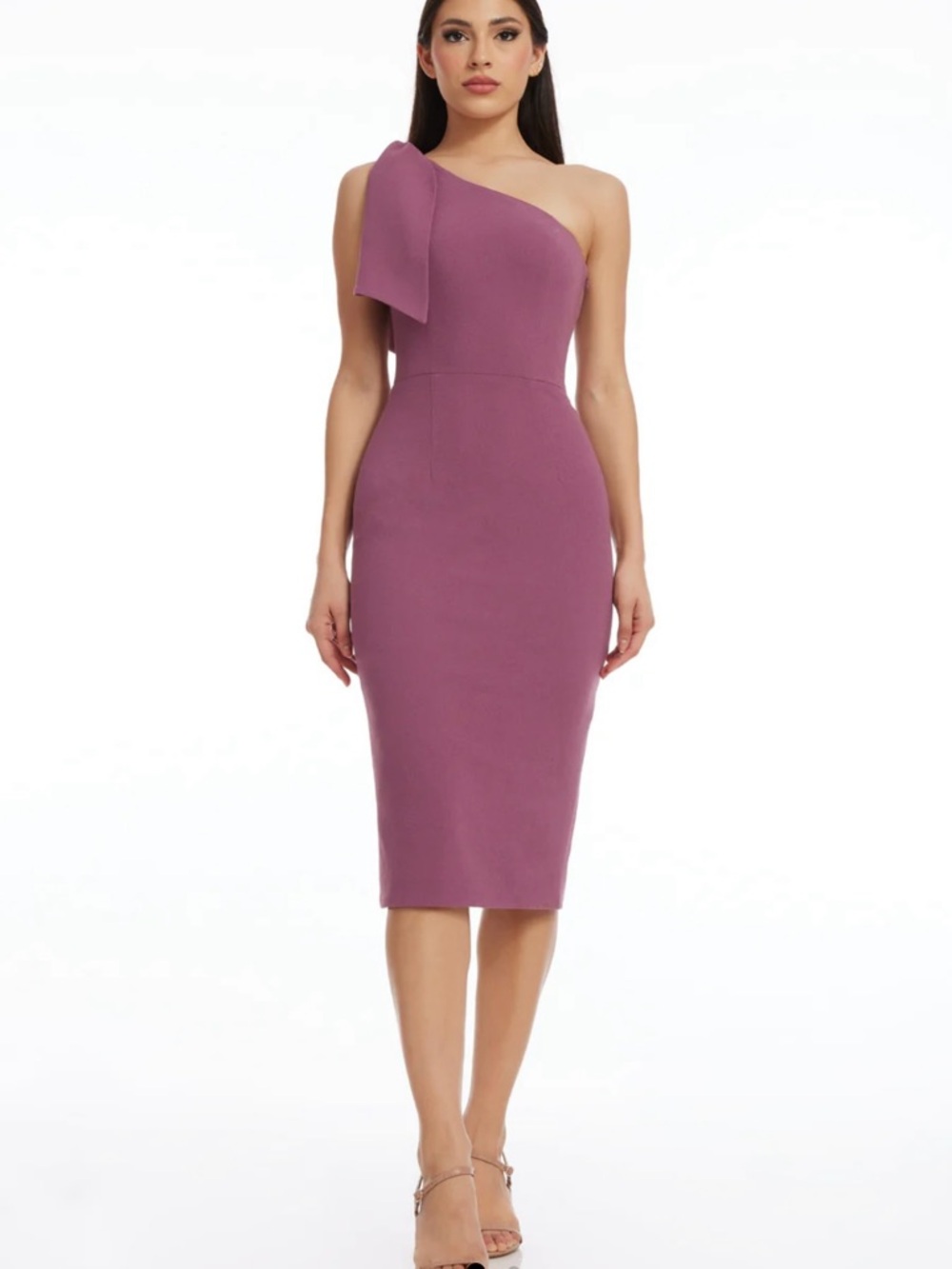 Dress the Population One-Shoulder Dusty Rose Sheath Dress